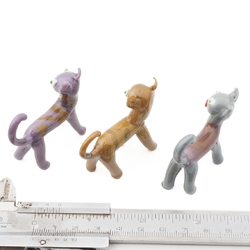 Lot (3) Czech lampwork glass miniature cat figurines ornaments