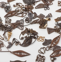 Lot (78) antique Czech filigree wire jewelry design elements
