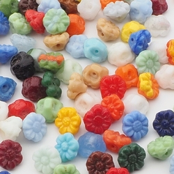 Lot (100) antique Czech dimi flower buttons beads 7mm