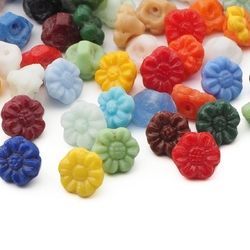 Lot (100) antique Czech dimi flower buttons beads 7mm
