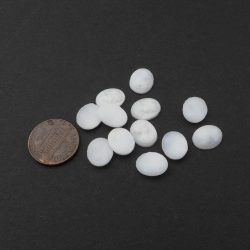 Lot (12) Czech vintage oval white cameo glass cabochons 11x9mm