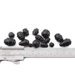 Lot (15) Czech vintage spiral overlay black lampwork glass beads