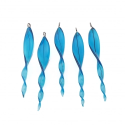Lot (5) large Czech lampwork blue twist earring pendant glass beads