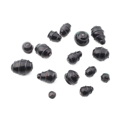 Lot (15) Czech vintage spiral overlay black lampwork glass beads