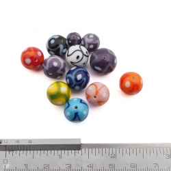 Lot (12) Czech abstract marble round lampwork glass beads
