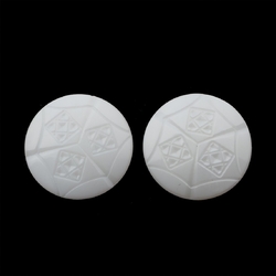 Lot (2) Czech Vintage geometric white satin round glass buttons 27mm