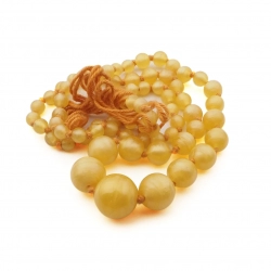 Necklace strand Czech vintage yellow satin lampwork glass beads