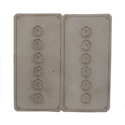 Two sample cards vintage Deco Czech intaglio spot clear glass buttons 18mm