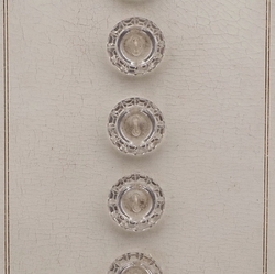 Sample card (6) vintage Deco Czech reverse faceted clear glass buttons 18mm