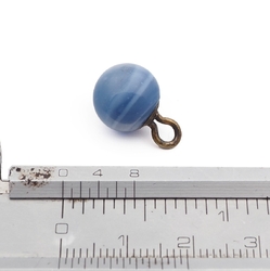 Antique Czech blue striped lampwork glass ball button 11mm