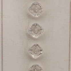 Sample card (6) vintage Deco Czech square faceted clear glass buttons 16mm