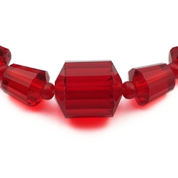 Vintage Czech necklace red faceted bugle cone glass beads