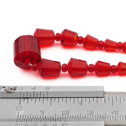 Vintage Czech necklace red faceted bugle cone glass beads