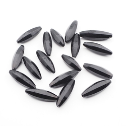 Lot (17) Czech antique oval melon faceted black glass beads