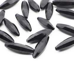 Lot (17) Czech antique oval melon faceted black glass beads