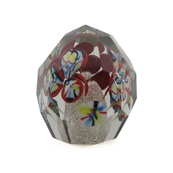RESERVED LIZ Czech antique crystal glass lampwork millefiori flower paperweight