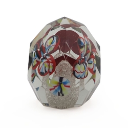 RESERVED LIZ Czech antique crystal glass lampwork millefiori flower paperweight