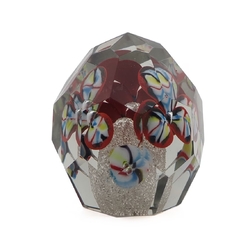RESERVED LIZ Czech antique crystal glass lampwork millefiori flower paperweight