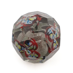 RESERVED LIZ Czech antique crystal glass lampwork millefiori flower paperweight