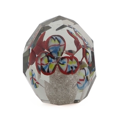 RESERVED LIZ Czech antique crystal glass lampwork millefiori flower paperweight