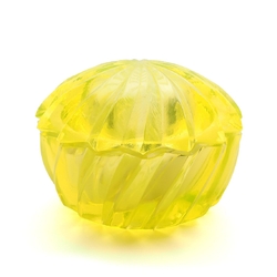vaseline uranium glass vanity powder trinket box dose Vintage Czech twisted Schlevogt Ingrid style