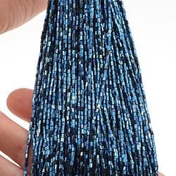 blue iris sparkle metallic hexagon bugle glass beads 10 bpi Maser Hank 22 000 pcs, 240g Czech