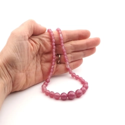 Vintage 18" necklace, Czech gradual purple Pink satin lampwork glass beads