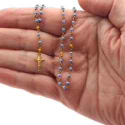 rosary crucifix Doll size pocket purse 8" Czech vintage miniature glass beaded religious 