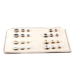 Card 23 vintage Deco Czech metallic black round octagon buttons