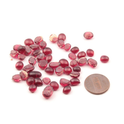Lot (49) C19th Czech antique cranberry pink glass cabochon drops