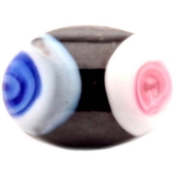 Antique Victorian Czech satin floral eye bicolor lampwork oval dimi glass button 12mm