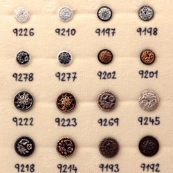 Vintage Czech glass button Original sample card 19 lustre flower buttons