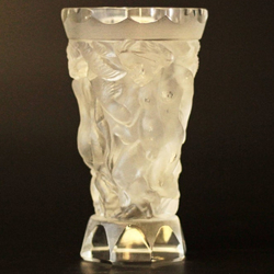Original Art Deco glass vase Czech Schlevogt Ingrid crystal glass "cherubs"