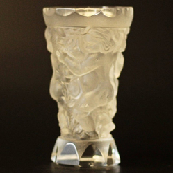Original Art Deco glass vase Czech Schlevogt Ingrid crystal glass "cherubs"