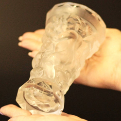 Original Art Deco glass vase Czech Schlevogt Ingrid crystal glass "cherubs"