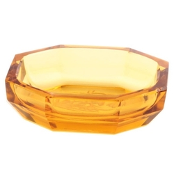1927 Heinrich Hoffmann octagonal topaz intaglio floral trinket tray salt; original butterfly signature