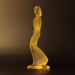 Art Deco Czech Schlevogt Ingrid citrine glass figurine ornament "walking lady"