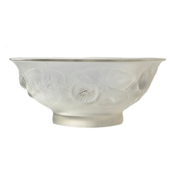Vintage Czech crystal frost glass fruit salad bowl lotus flower waterlily design centre piece