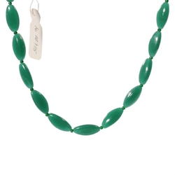 Vintage necklace Czech rare green opaline chrysoprase triangle glass beads
