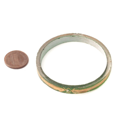 Antique Czech hand gold gilt green bicolor Art glass bangle hoop earring loop