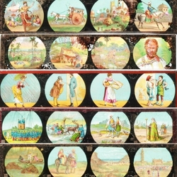 Lot (7) antique German magic lantern glass slides 1900's