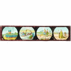 Lot (7) antique German magic lantern glass slides 1900's
