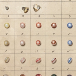 1916 Sample card (80) Czech antique satin bicolor paperweight lampwork glass buttons