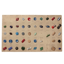 Sample card (40) 1920's Czech antique Art Deco glass buttons