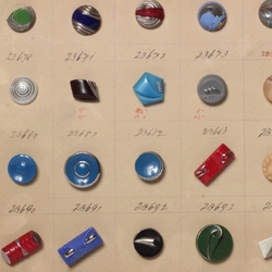 Sample card (40) 1920's Czech antique Art Deco glass buttons