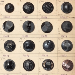 1920 Sample card (60) Czech antique hand painted glass buttons