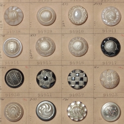 1910 Sample card (54) Czech antique metallic and pearl glass buttons