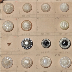 1910 Sample card (54) Czech antique metallic and pearl glass buttons
