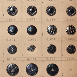 1907 Sample card (53) Czech antique metallic lustre glass buttons Japanese inspired