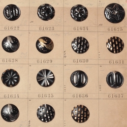 1907 Sample card (53) Czech antique metallic lustre glass buttons Japanese inspired